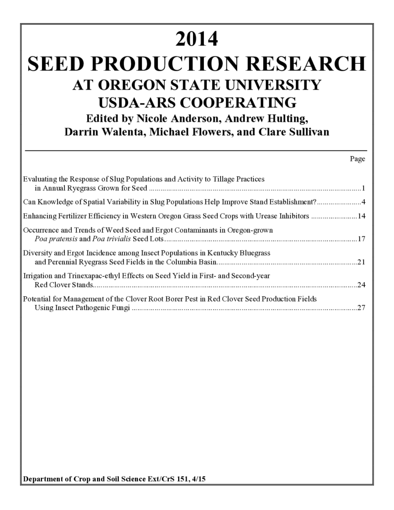 thumbnail of 2014 Seed Production Research Report