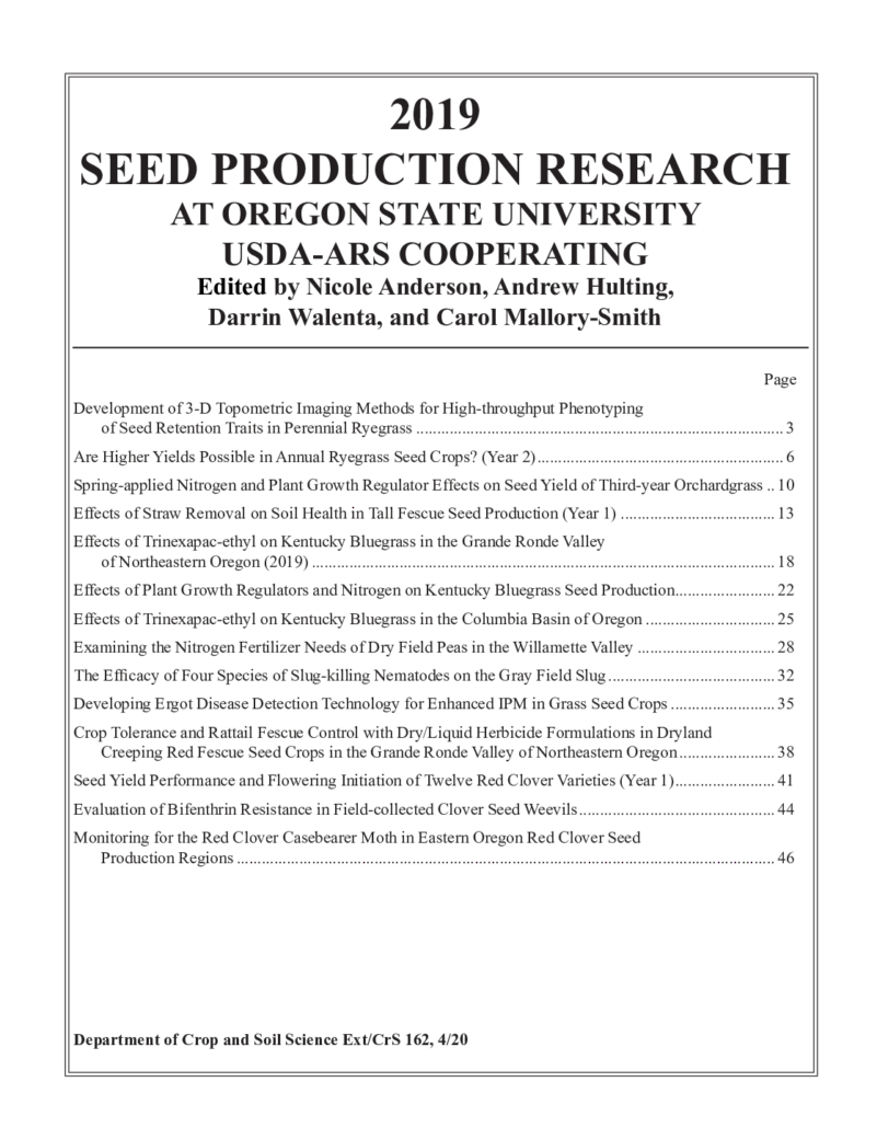 thumbnail of 2019 Seed Production Research Report