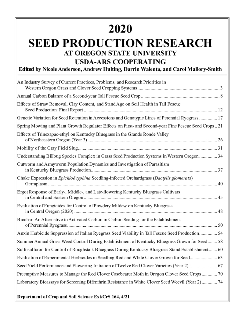 thumbnail of 2020 Seed Production Research Report