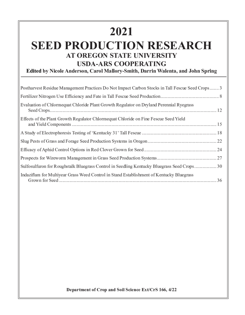 thumbnail of 2021 Seed Production Research Report